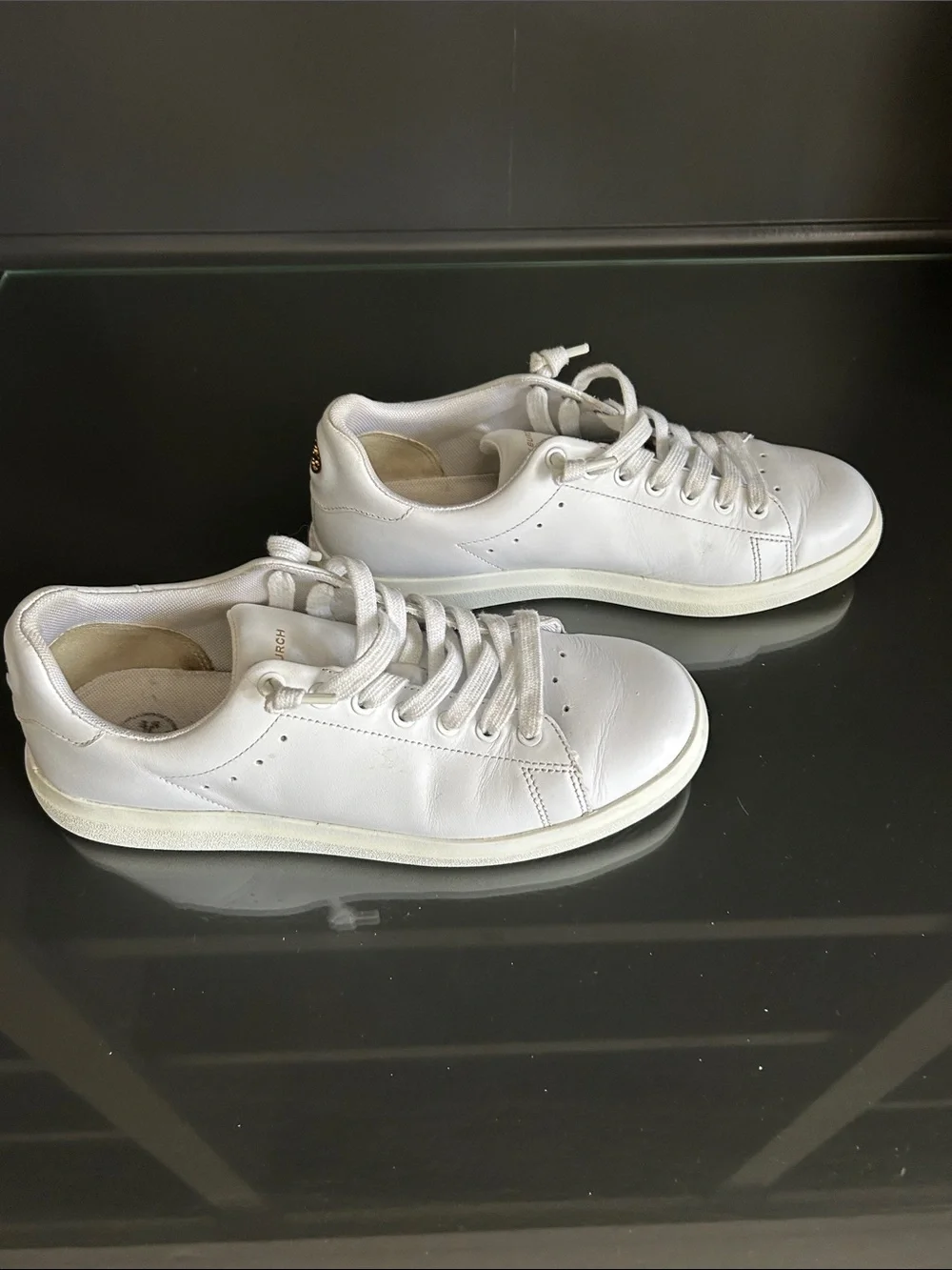 Tory Burch White Leather Low-Top Lace-Up Sneakers